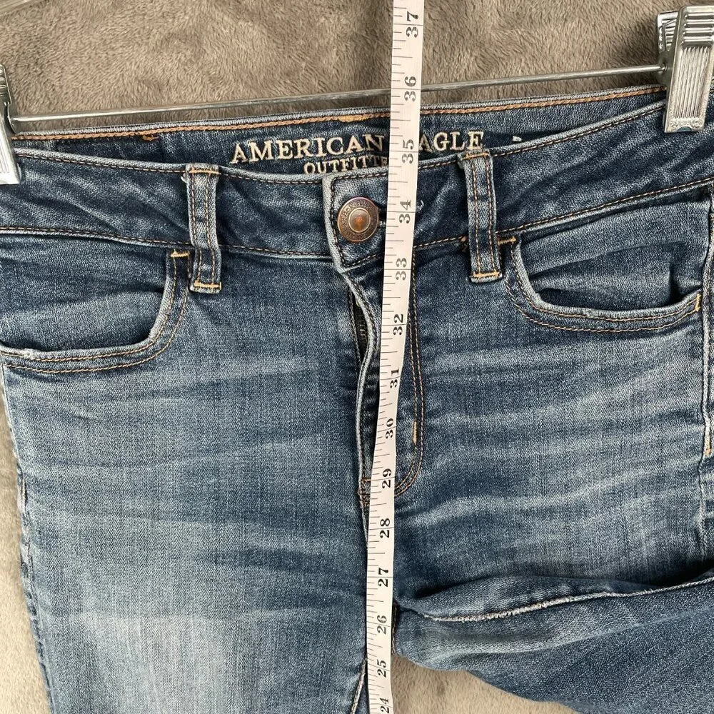 American Eagle Super Stretch X Skinny Jeans Womens 0 Short Distressed Ripped Y2K